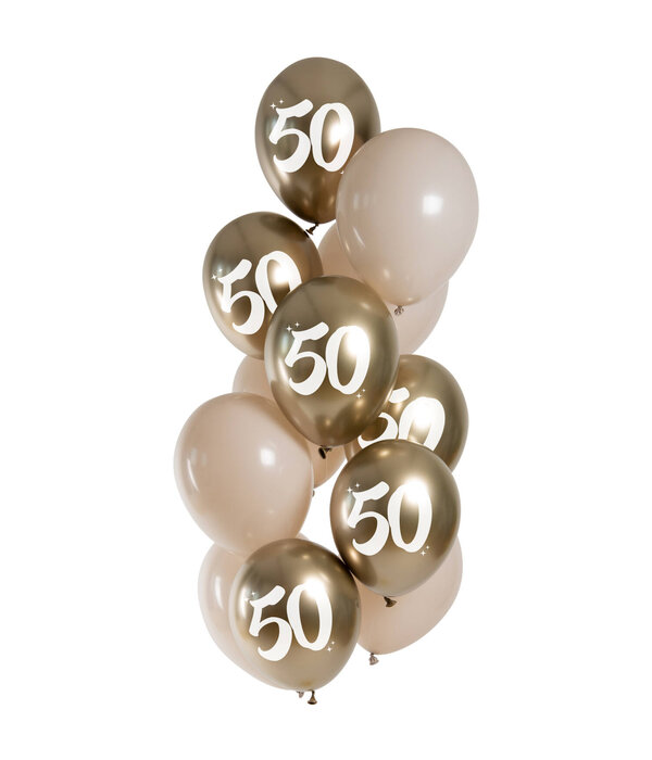 Golden Latte 50 Jaar Ballonnen Mix 12st (33cm)