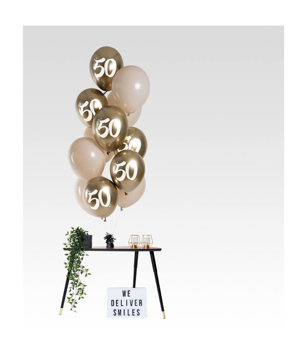 Golden Latte 50 Jaar Ballonnen Mix 12st (33cm)