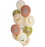 Dierentuin Ballonnen Mix Happy Birthday 12st (33 cm)