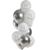Ballonnenmix 25th Anniversary Zilver 12st (33cm)