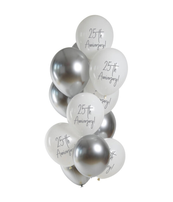 Ballonnenmix 25th Anniversary Zilver 12st (33cm)