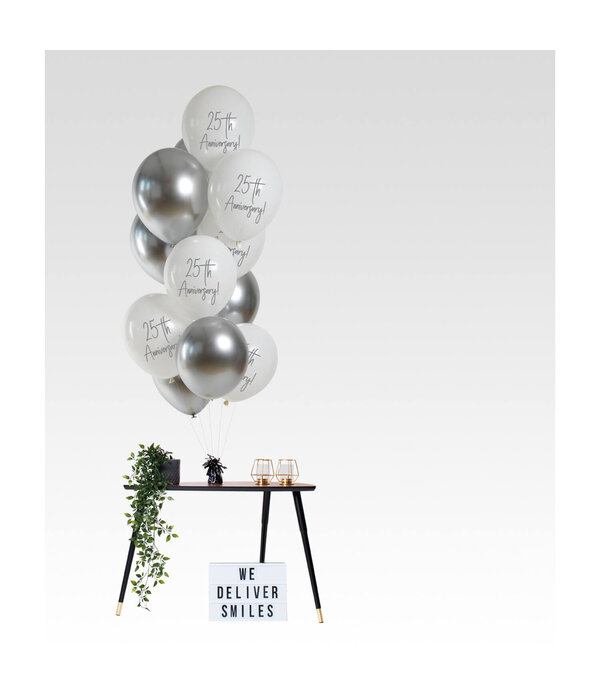 Ballonnenmix 25th Anniversary Zilver 12st (33cm)