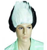 Pruik zwart/wit Quinn