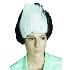 Pruik zwart/wit Quinn