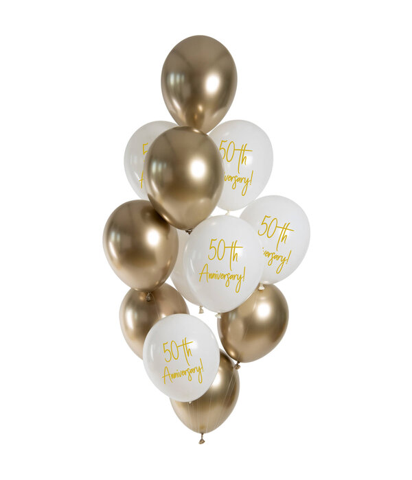 Ballonnenmix  50th Anniversary Goud 12st (33cm)
