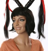 Pruik met zwarte staartjes Elmi