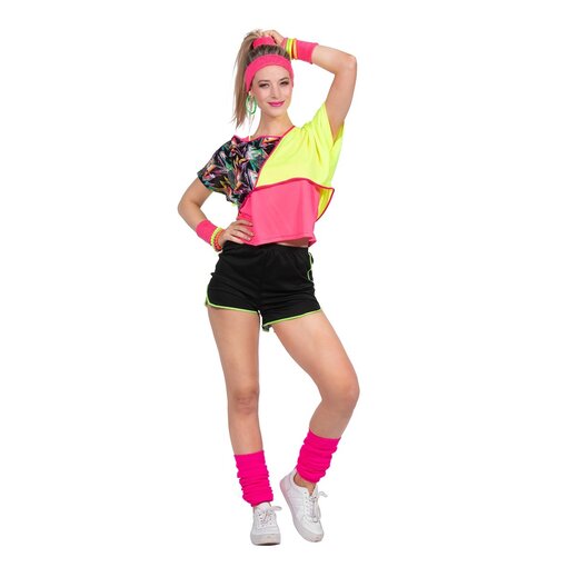 Jaren 80 Aerobic Set Dames Neon