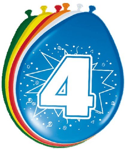 Ballonnen 4 jaar (8 st) afbeelding