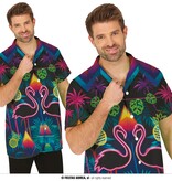 Overhemd Flamingo Neon Tropisch Korte Mouw
