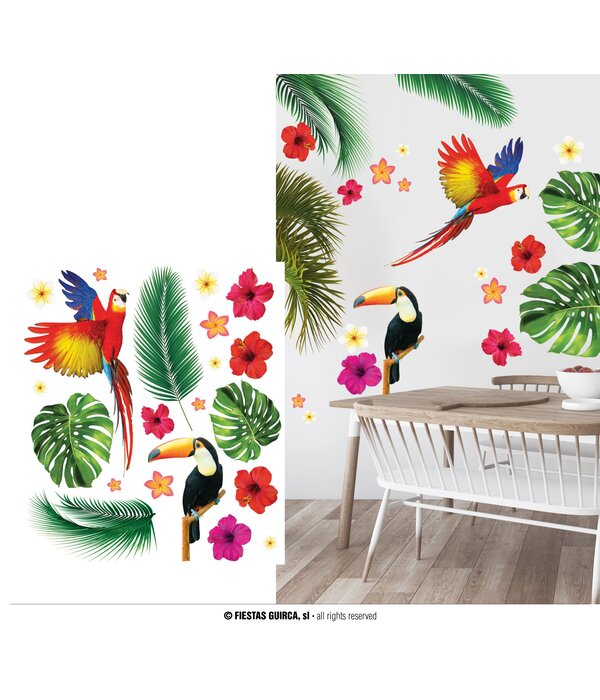Tropische Muursticker Set Toekan Hawaii