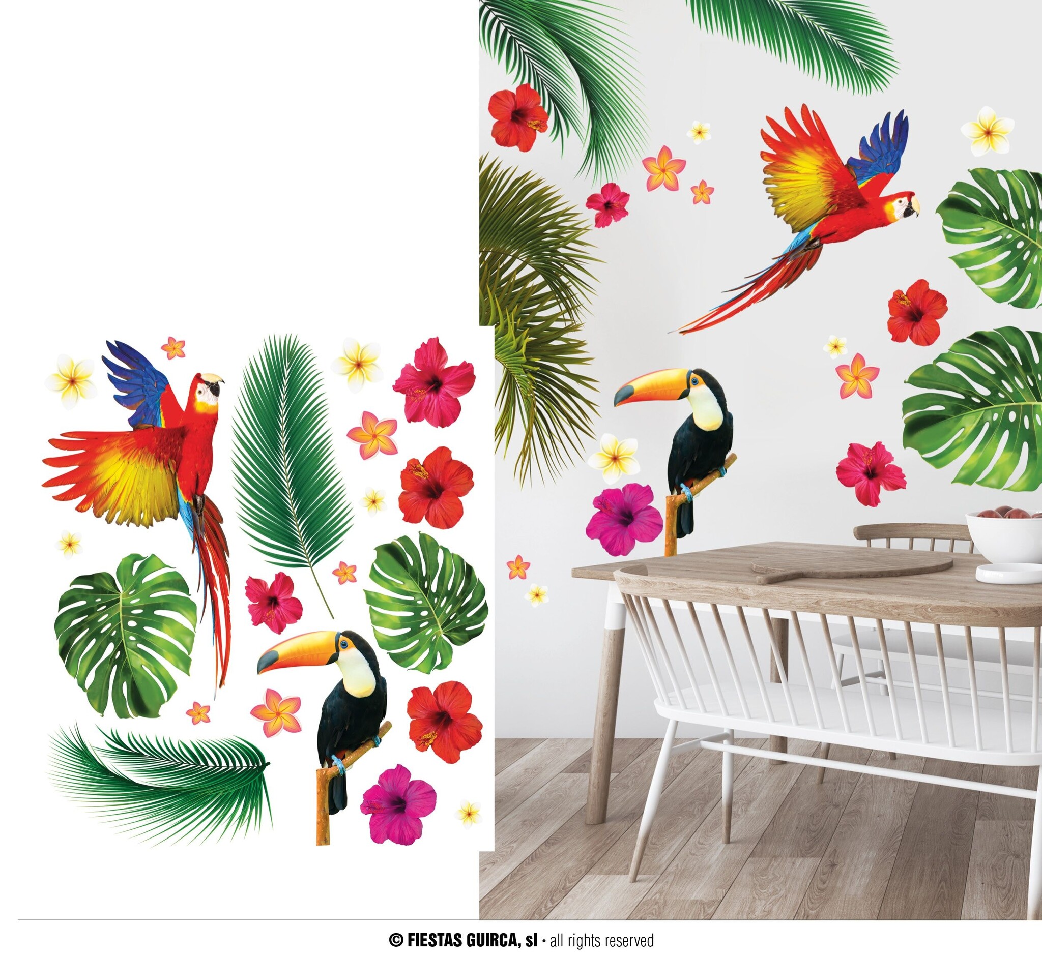 Tropische Muursticker Set Toekan Hawaii