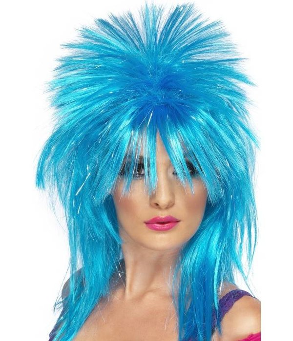Sparkle Rock Diva pruik blauw