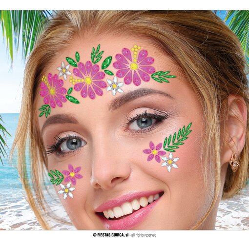 Gezicht Stickers Bloemen Roze