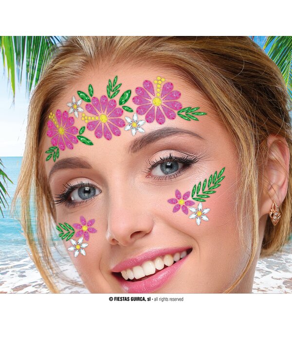 Gezicht Stickers Bloemen Roze