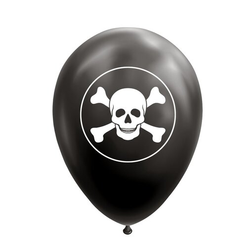 Ballonnen Zwart Doodskop Pirate (8st)