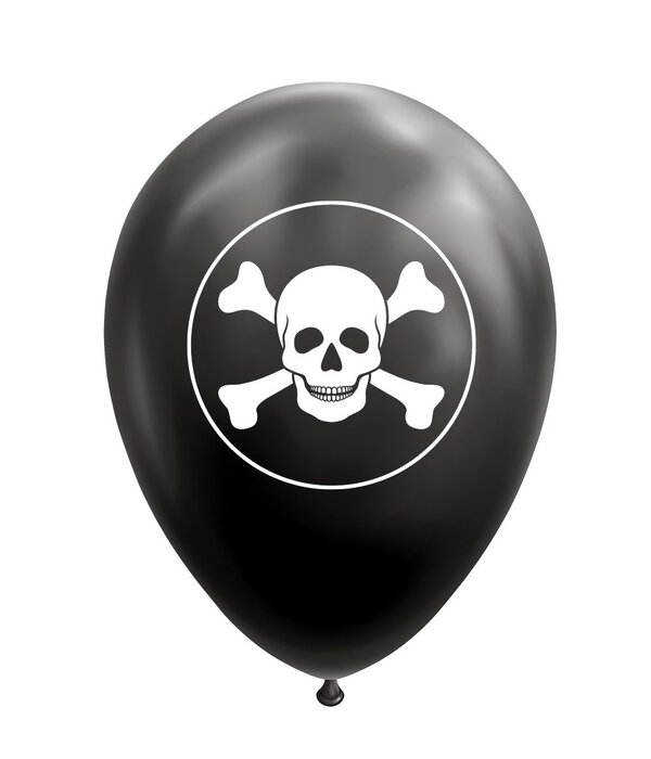 Ballonnen Zwart Doodskop Pirate (8st)