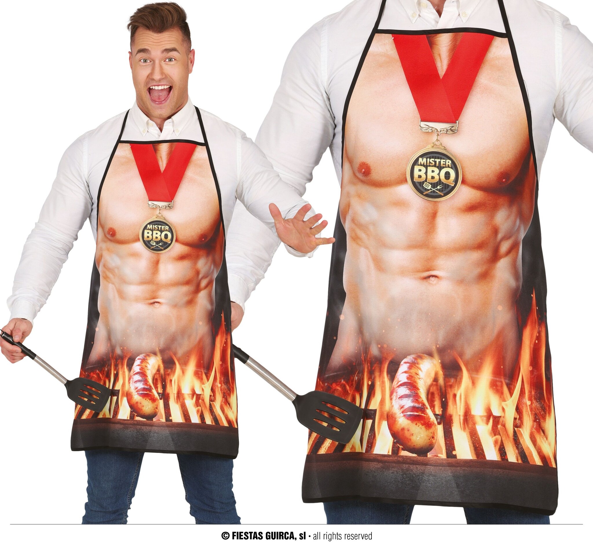 Barbecue Schort Gespierde Man Mister BBQ