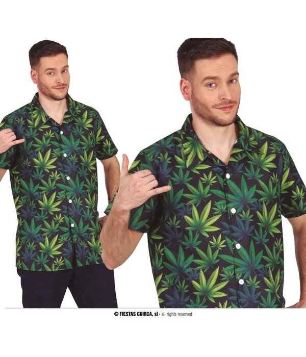 Overhemd Wietbladeren Korte Mouw