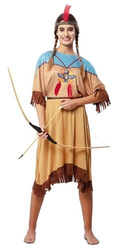 Indianen outfit Dames Bruin/Blauw Kiowa