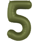 Folieballon Cijfer 5 Olijfgroen Mat (86cm)