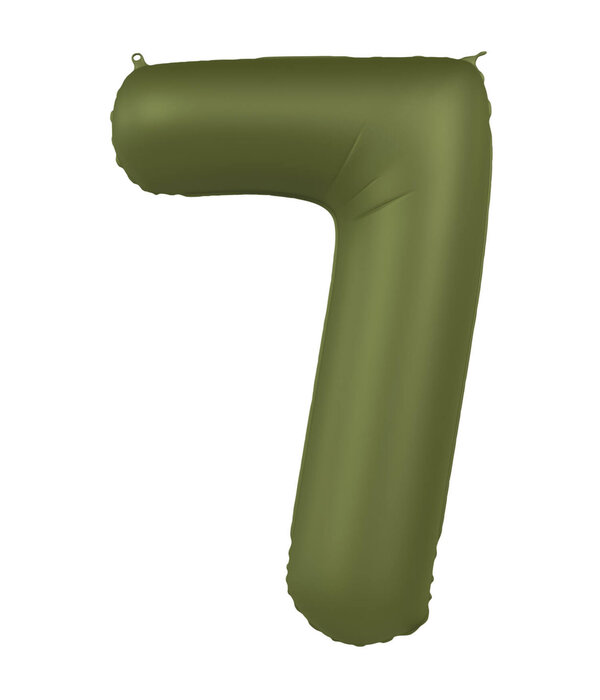 Folieballon Cijfer 7 Olijfgroen Mat (86cm)