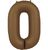 Folieballon Cijfer 0 Bruin Mat (86cm)