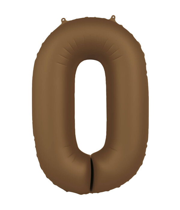 Folieballon Cijfer 0 Bruin Mat (86cm)