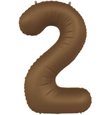 Folieballon Cijfer 2 Bruin Mat (86cm)