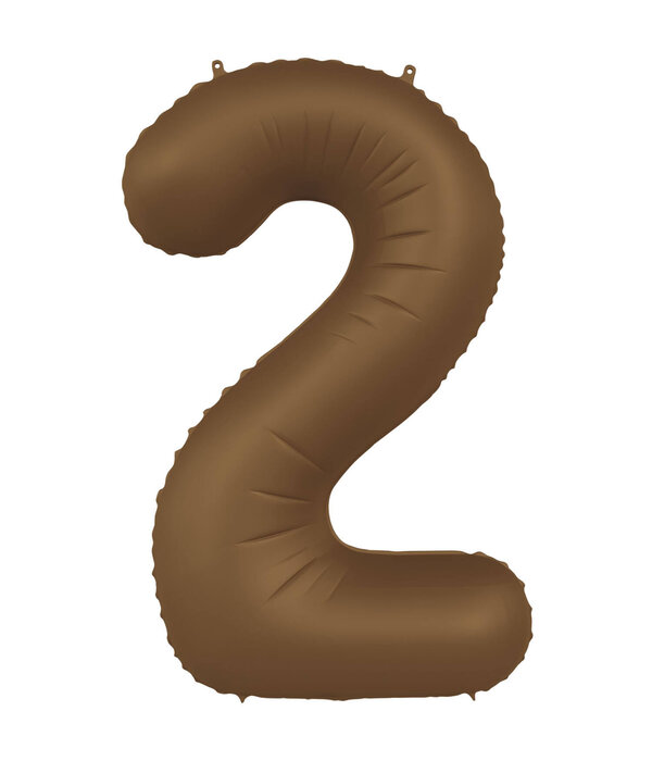 Folieballon Cijfer 2 Bruin Mat (86cm)