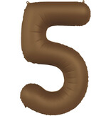 Folieballon Cijfer 5 Bruin Mat (86cm)