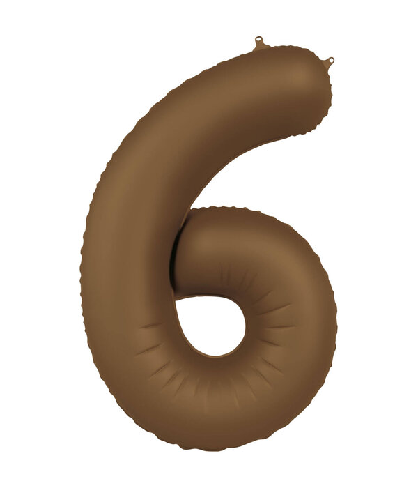Folieballon Cijfer 6 Bruin Mat (86cm)