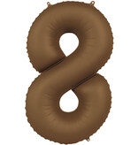 Folieballon Cijfer 8 Bruin Mat (86cm)