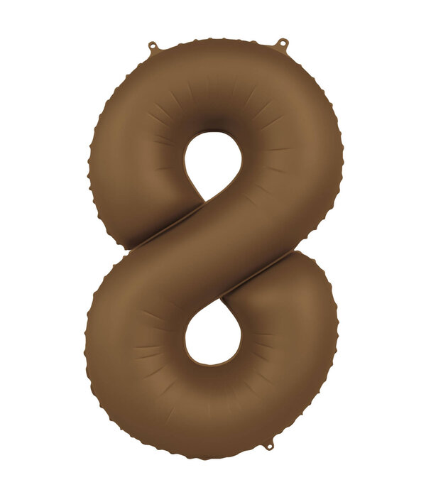Folieballon Cijfer 8 Bruin Mat (86cm)