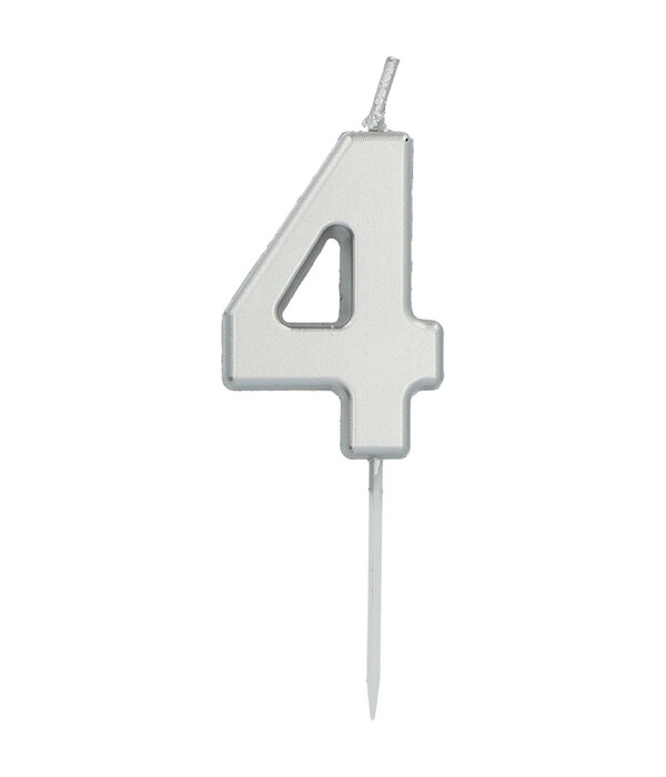 Cijferkaars '4' Zilverkleurig 5cm