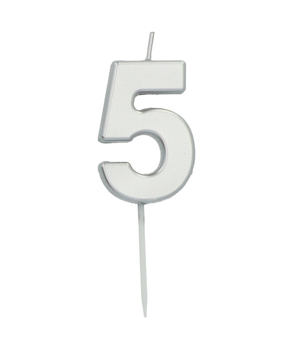 Cijferkaars '5' Zilverkleurig 5cm