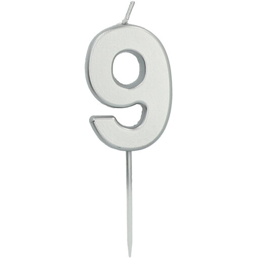 Cijferkaars '9' Zilverkleurig 5cm