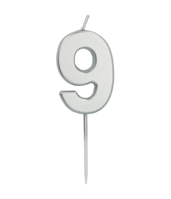 Cijferkaars '9' Zilverkleurig 5cm