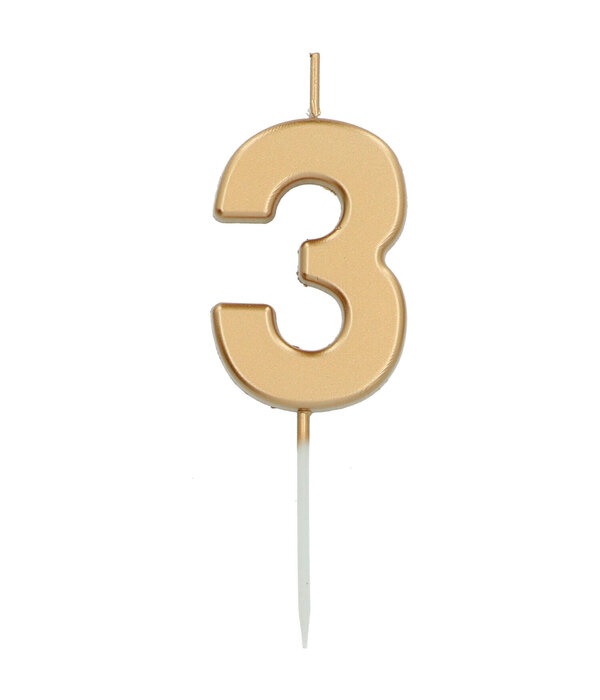 Cijferkaars '3' Goudkleurig 5cm