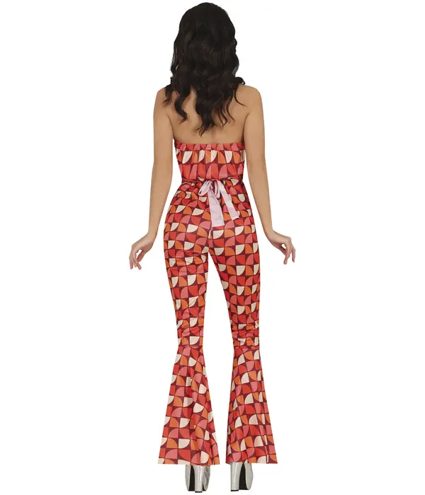 Disco Lady Jumpsuit Dames Retro Red