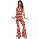 Disco Lady Jumpsuit Dames Retro Red