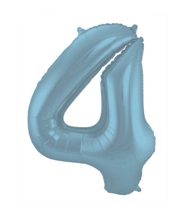 Folieballon Pastel Blauw Metallic Mat Cijfer 4 (86cm)
