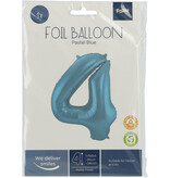 Folieballon Pastel Blauw Metallic Mat Cijfer 4 (86cm)