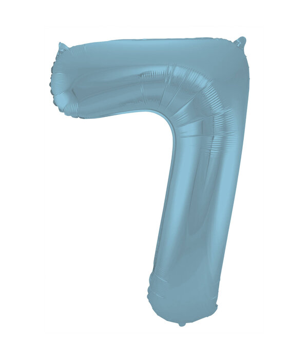 Folieballon Pastel Blauw Metallic Mat Cijfer 7 (86cm)