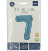 Folieballon Pastel Blauw Metallic Mat Cijfer 7 (86cm)