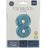 Folieballon Pastel Blauw Metallic Mat Cijfer 8 (86cm)