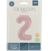 Folieballon Pastel Roze Metallic Mat Cijfer 2 - 86 cm