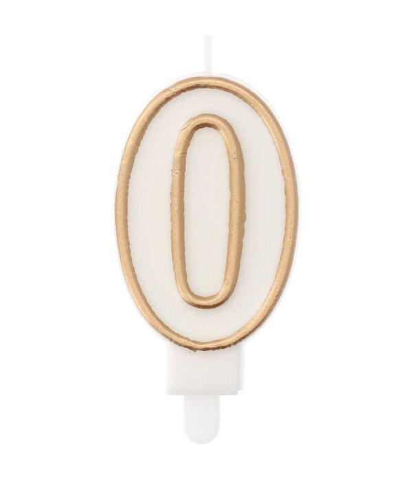 Cijferkaars '0' Wit Goud Chique (9cm)