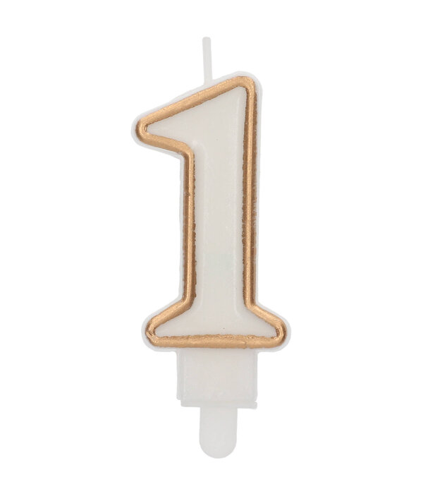 Cijferkaars '1' Wit Goud Chique (9cm)