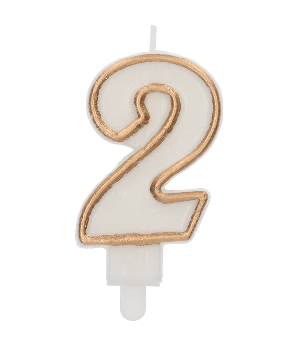 Cijferkaars '2' Wit Goud Chique (9cm)