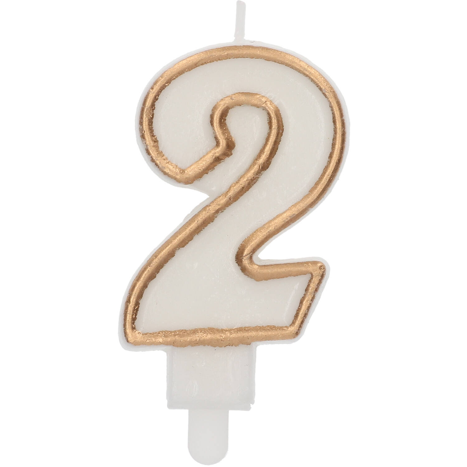 Folat - Kaars cijfer 2 simply chique gold 9 cm